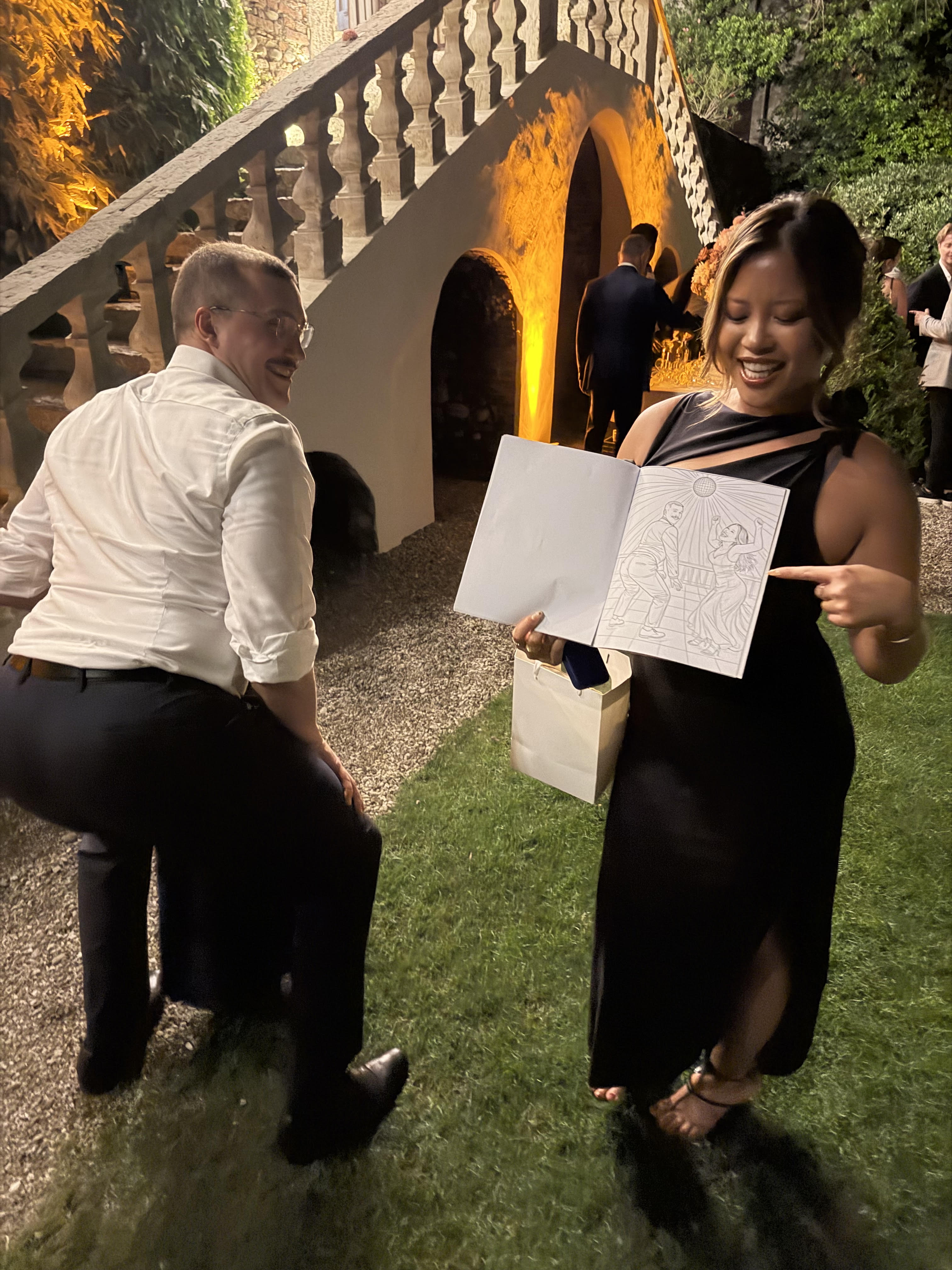 Guest delighted with her custom coloring book favor